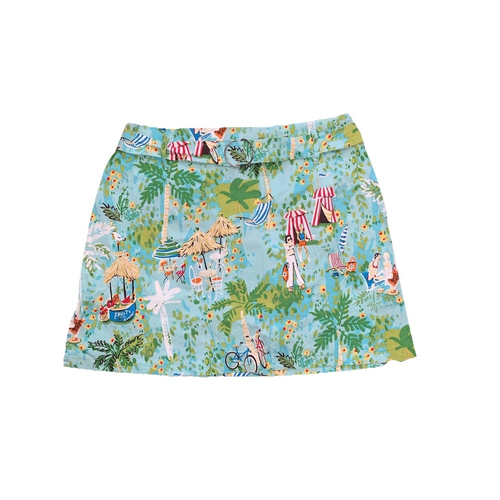 Larry Levine Skort Sz 12 Sport Summer Beach Fun Print Cruise Tropical resortwear